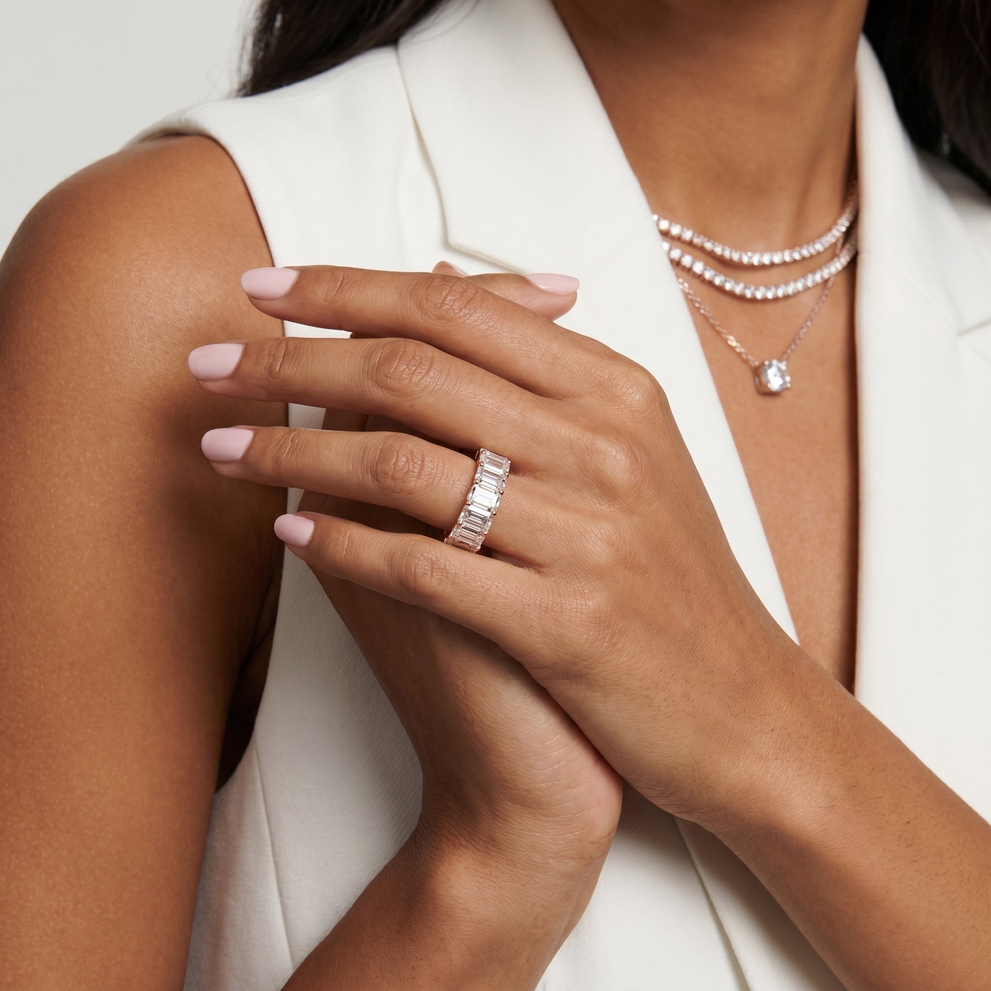 Emerald Cut Lab Grown Diamond Ring in Rose Gold