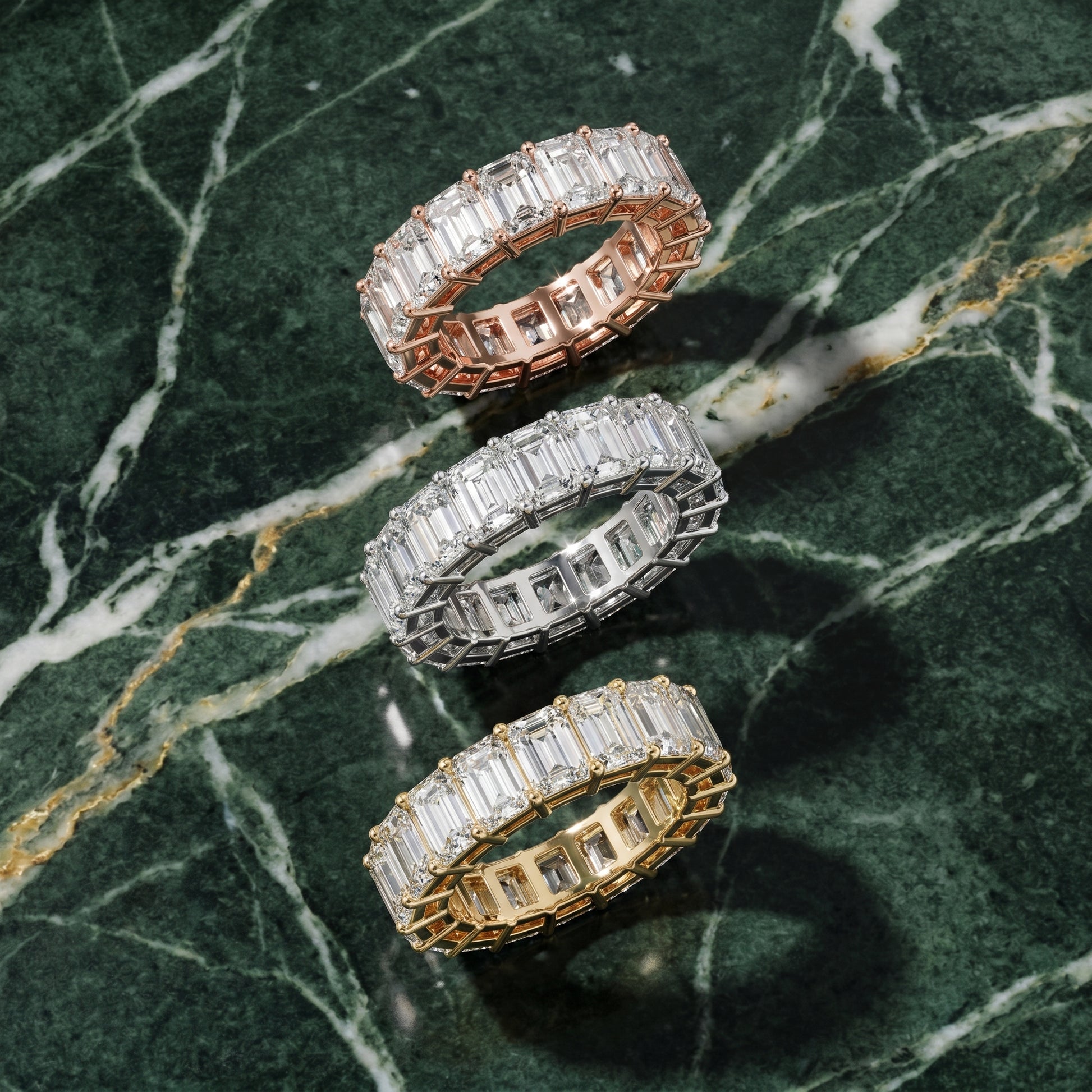 Emerald Cut Lab Grown Diamond Ring in Silver