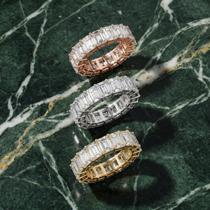 Emerald Cut Lab Grown Diamond Ring in Silver
