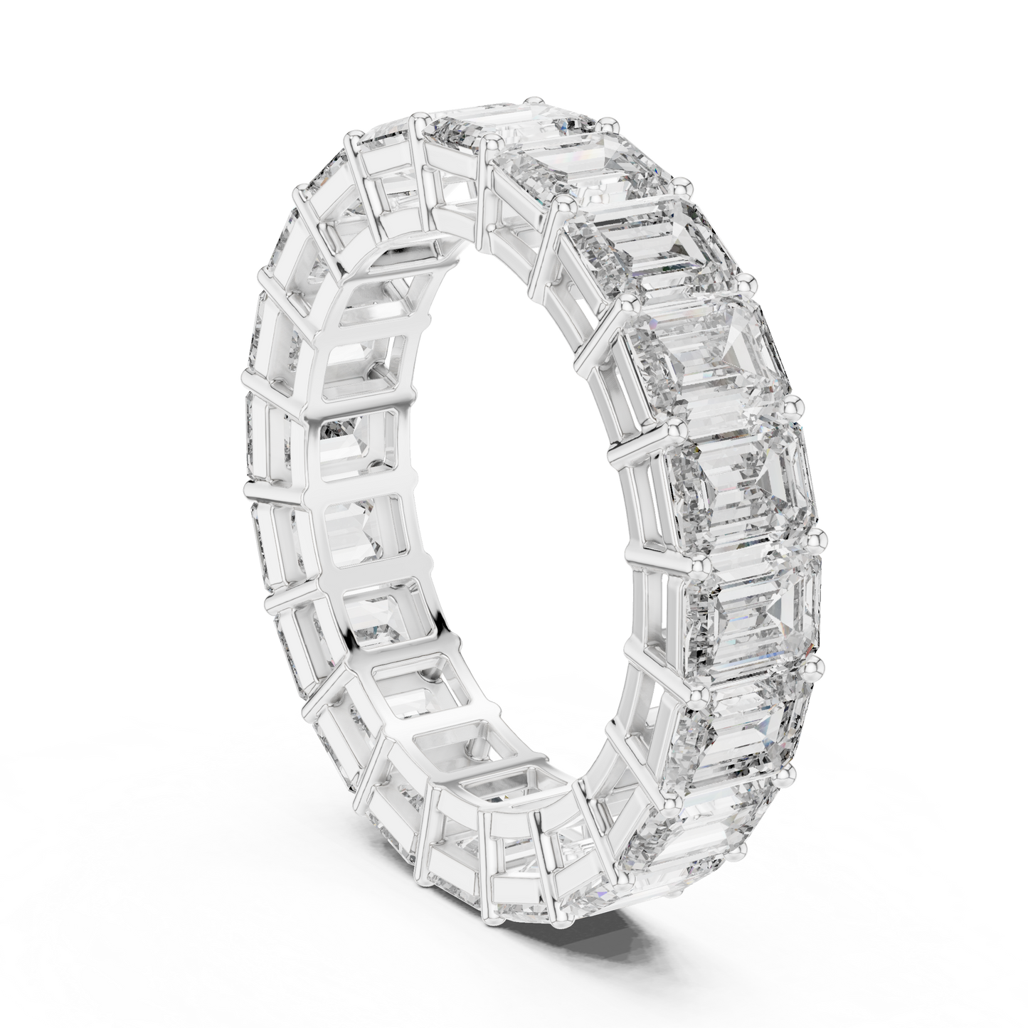 Emerald Cut Lab Grown Diamond Ring in White Gold