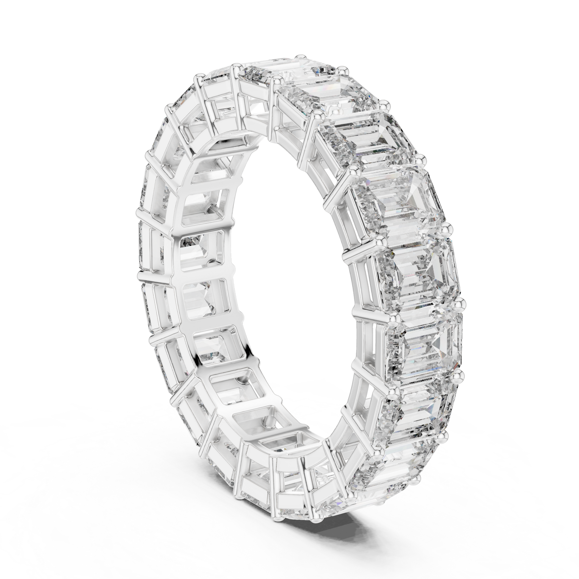 Emerald Cut Lab Grown Diamond Ring in Silver