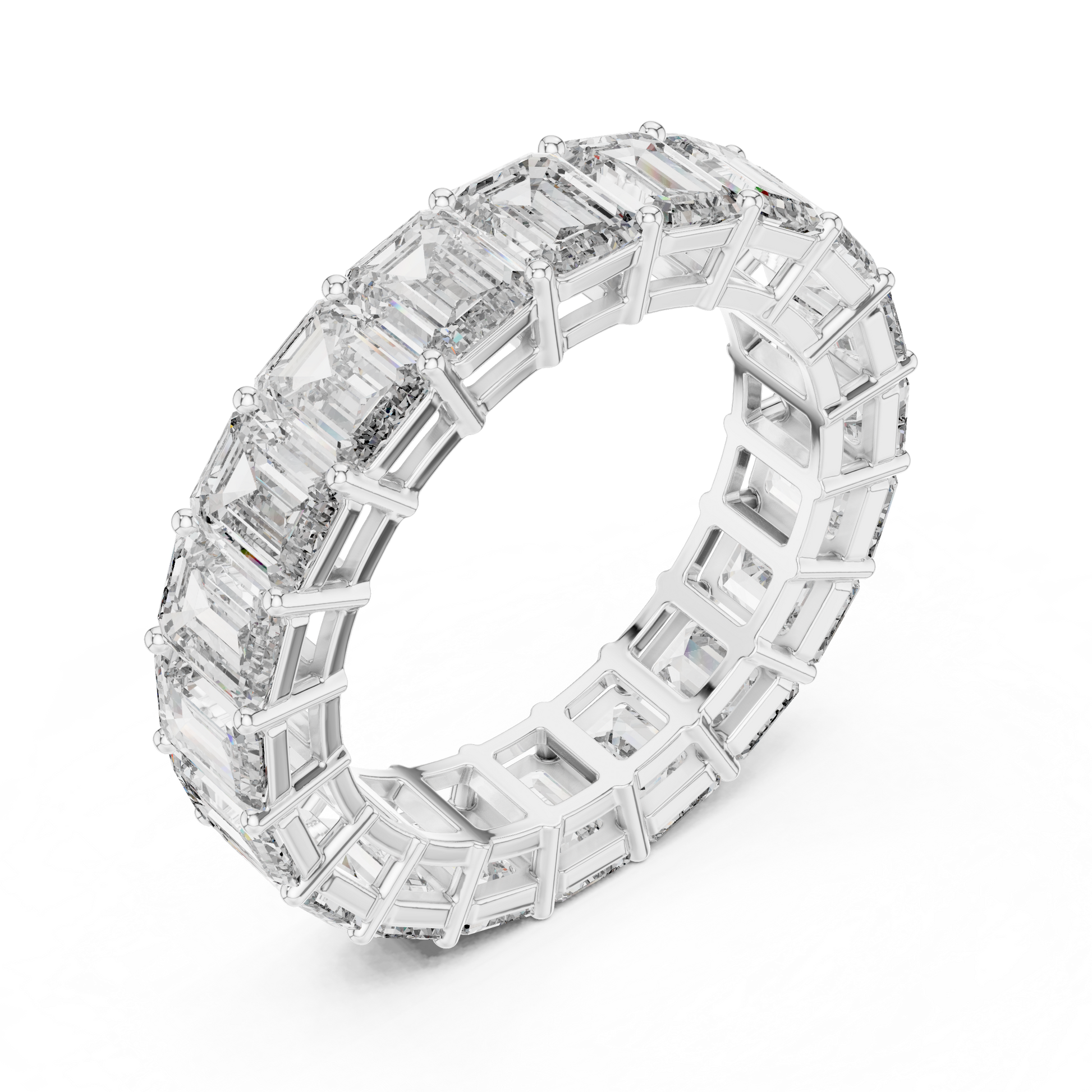 Emerald Cut Lab Grown Diamond Ring in Silver