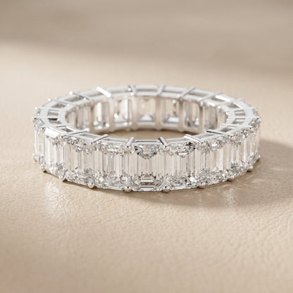 Emerald Cut Lab Grown Diamond Ring in Silver