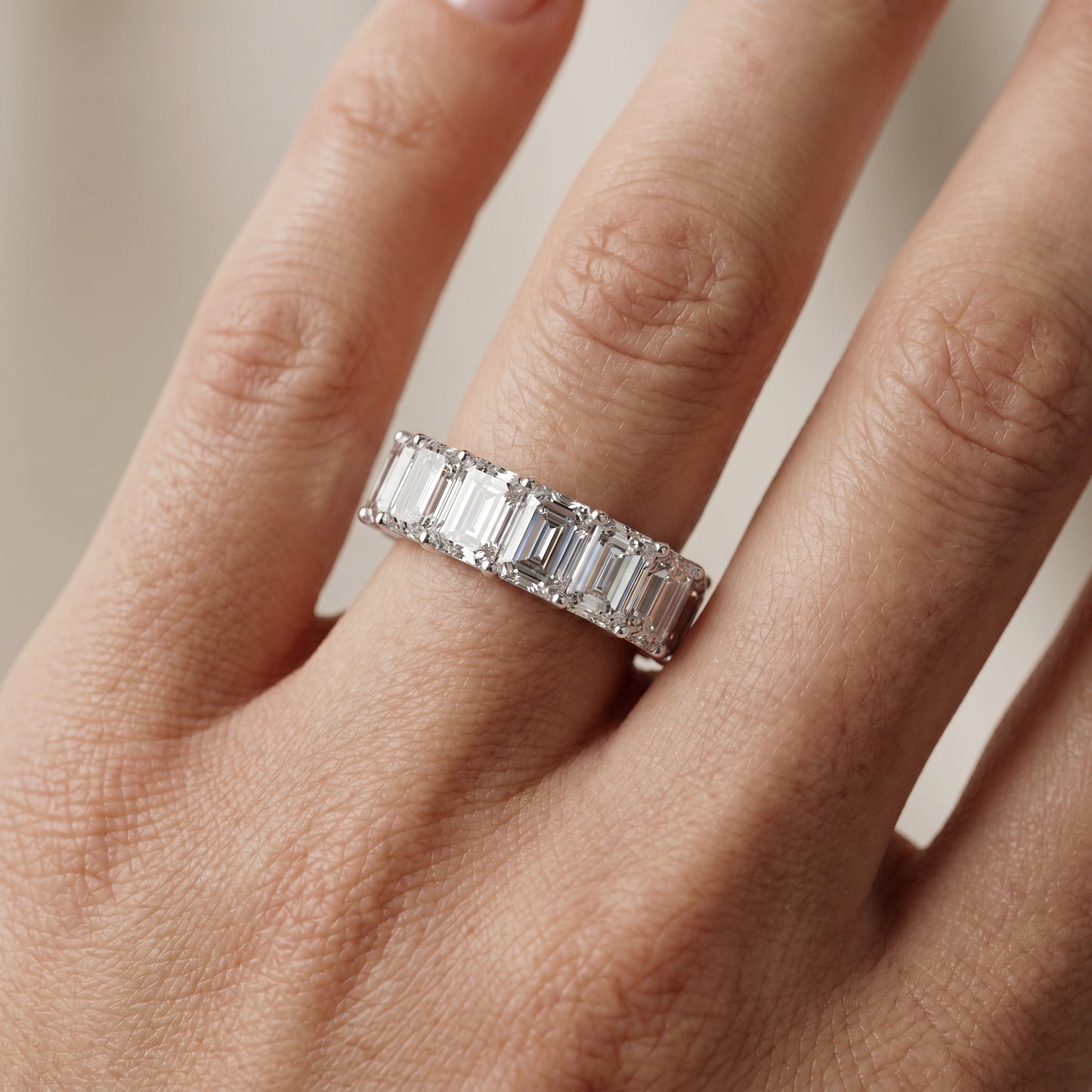Emerald Cut Lab Grown Diamond Ring in Silver