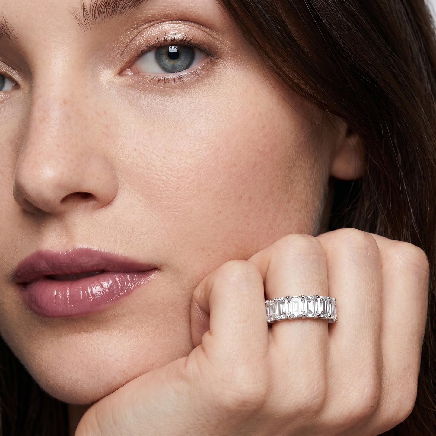 Emerald Cut Lab Grown Diamond Ring in White Gold