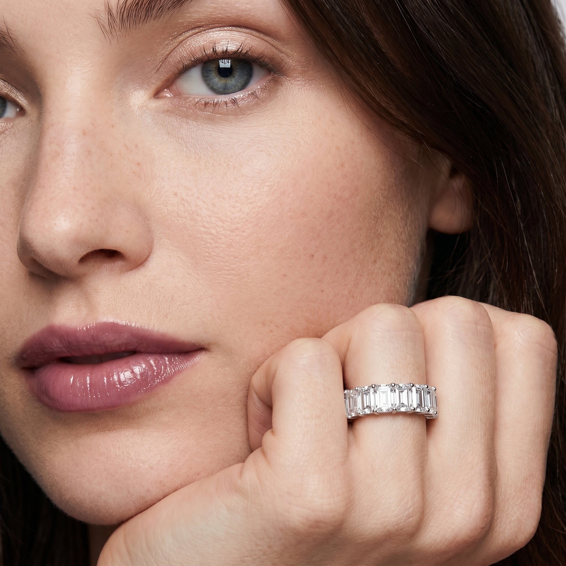 Emerald Cut Lab Grown Diamond Ring in Silver