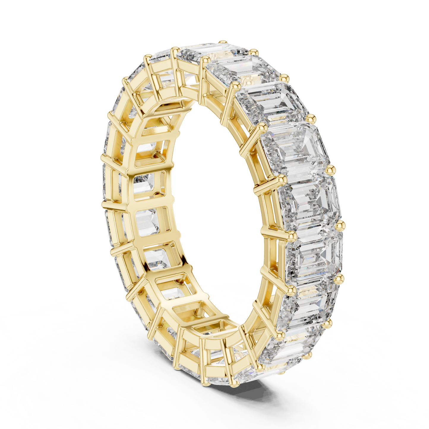 Emerald Cut Lab Grown Diamond Ring in Yellow Gold