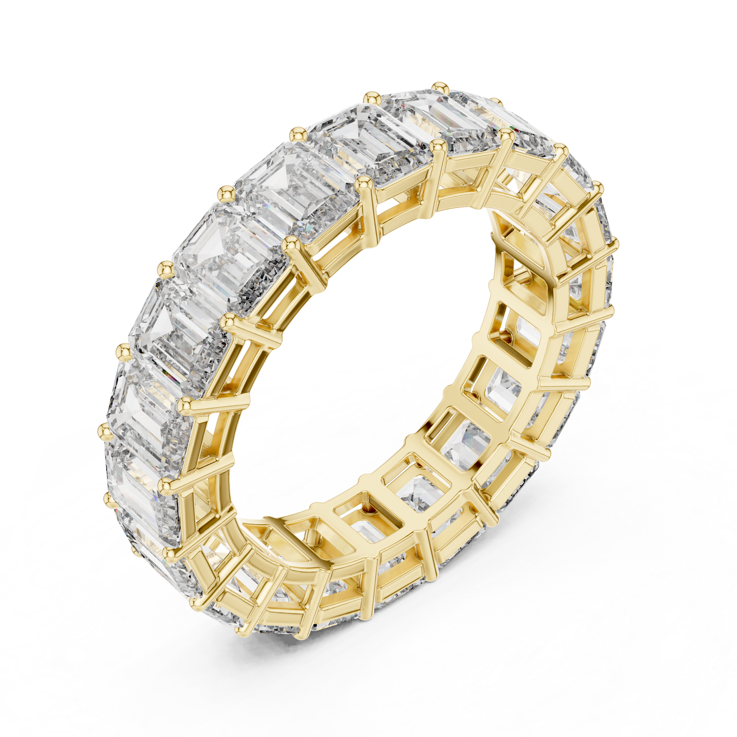 Emerald Cut Lab Grown Diamond Ring in Yellow Gold