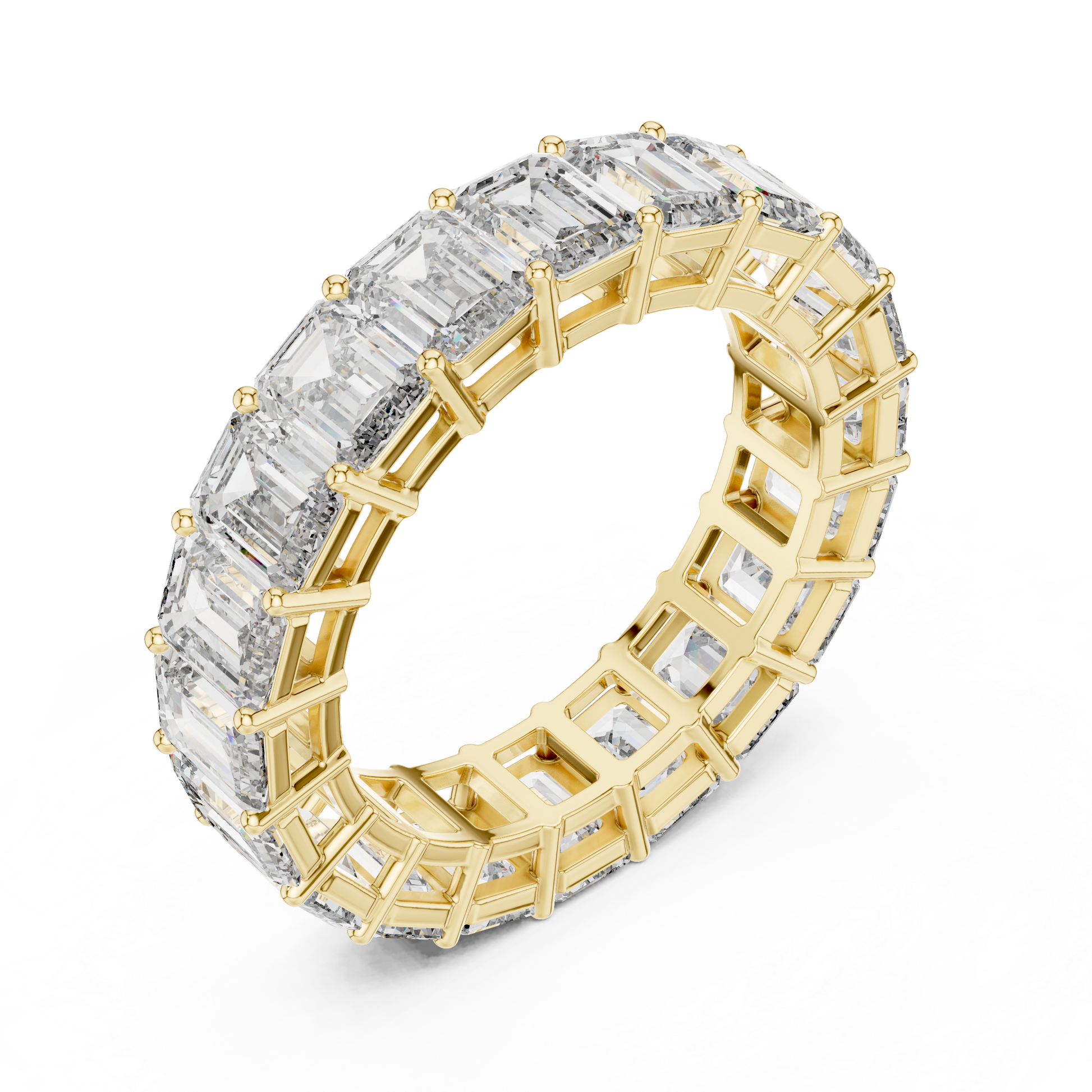 Emerald Cut Lab Grown Diamond Ring in Yellow Gold