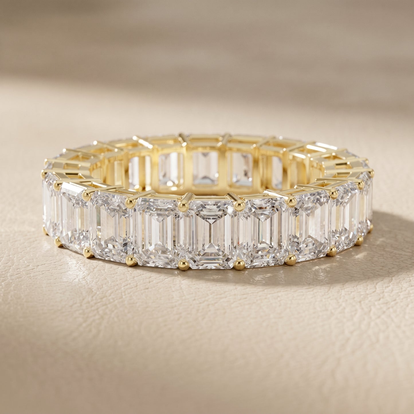 Emerald Cut Lab Grown Diamond Ring in Yellow Gold