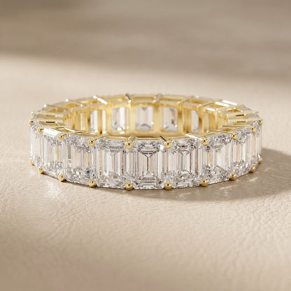 Emerald Cut Lab Grown Diamond Ring in Yellow Gold