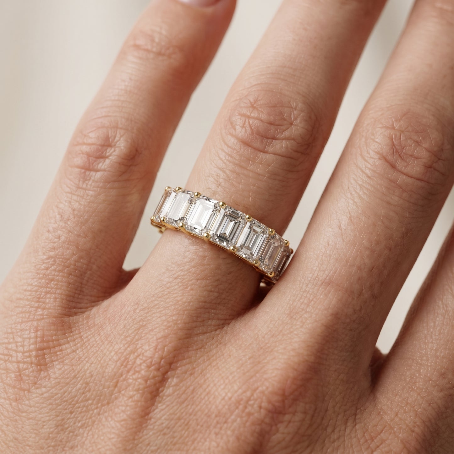 Emerald Cut Lab Grown Diamond Ring in Yellow Gold
