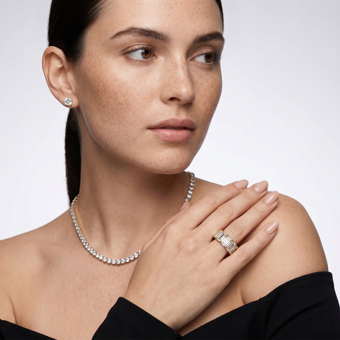Emerald Cut Lab Grown Diamond Ring in Yellow Gold
