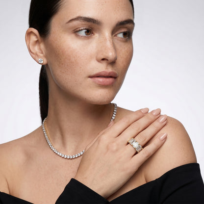 Emerald Cut Lab Grown Diamond Ring in Yellow Gold