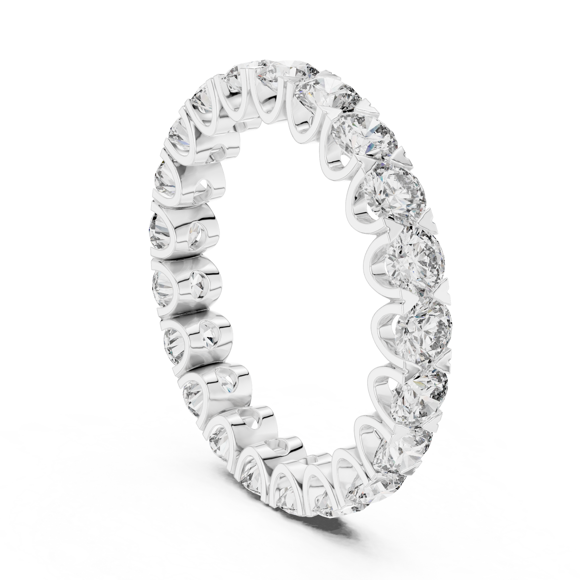 Round Cut Lab Grown Diamond Ring in Silver