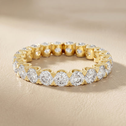 Round Cut Lab Grown Diamond Ring in Yellow Gold