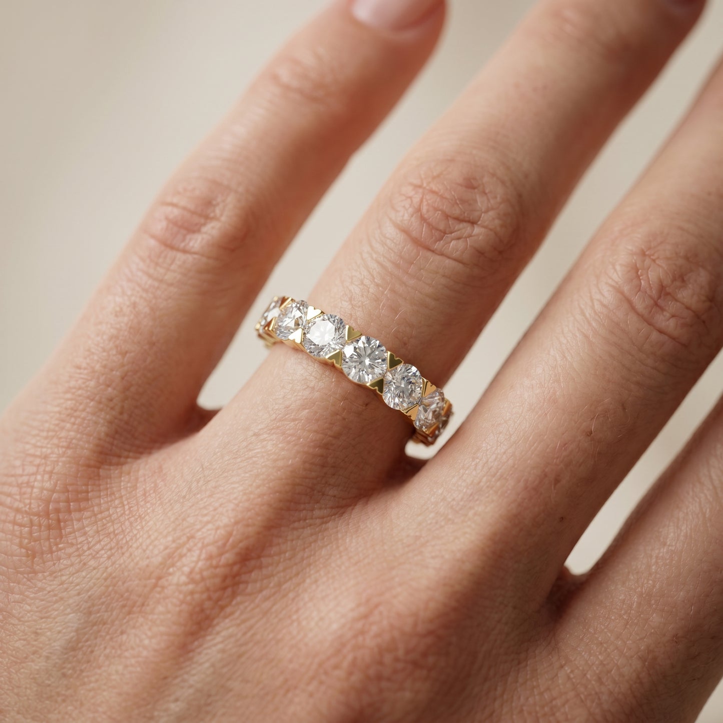 Round Cut Lab Grown Diamond Ring in Yellow Gold
