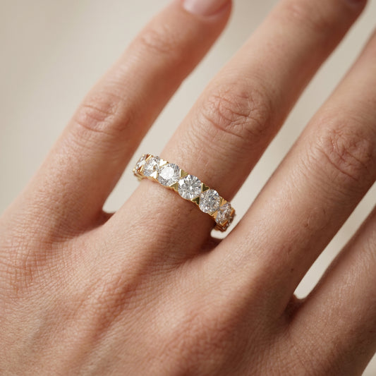 Round Cut Lab Grown Diamond Ring in Yellow Gold