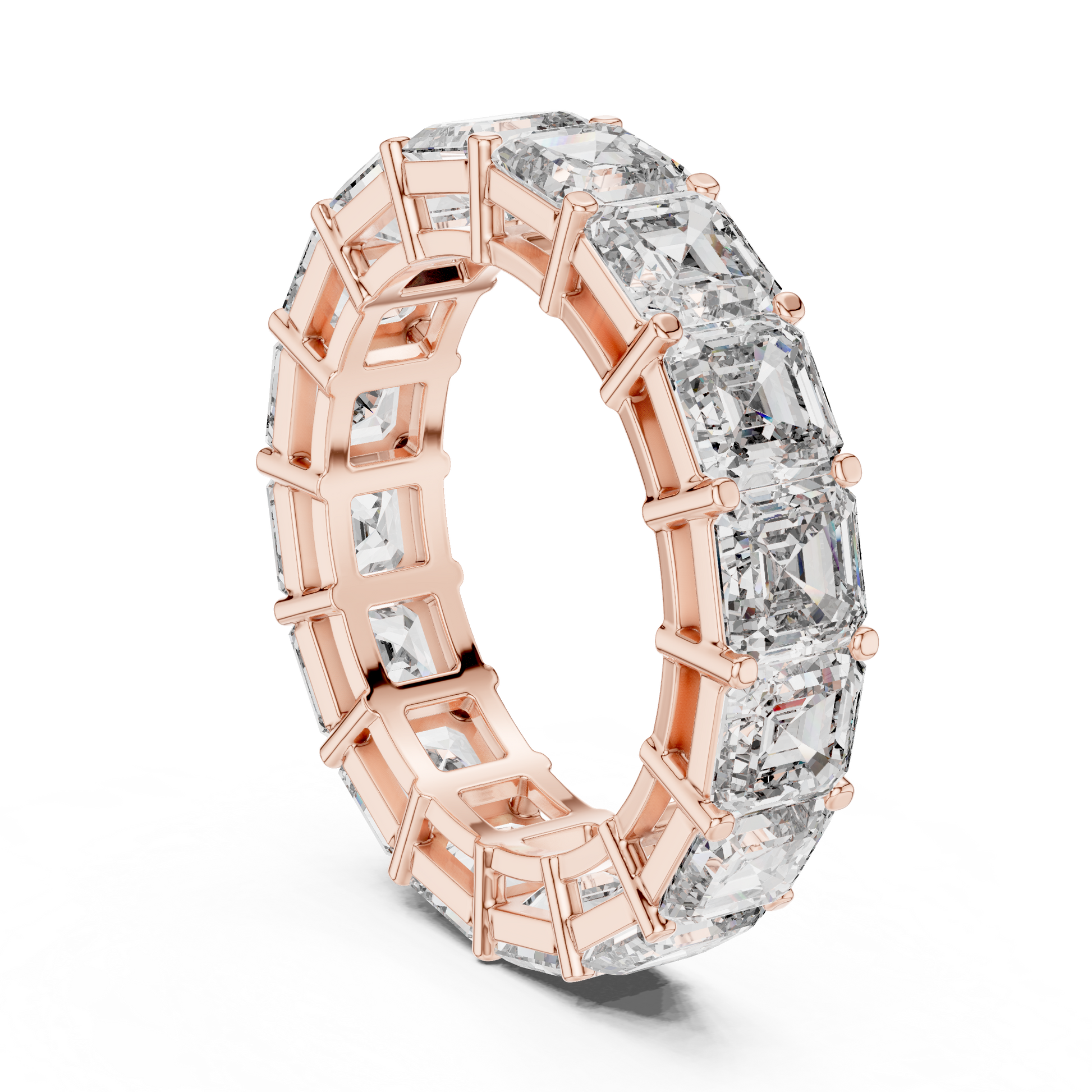 Asscher Cut Lab Grown Diamond Ring in Rose Gold