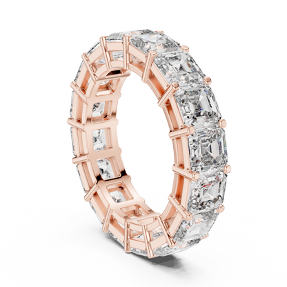 Asscher Cut Lab Grown Diamond Ring in Rose Gold