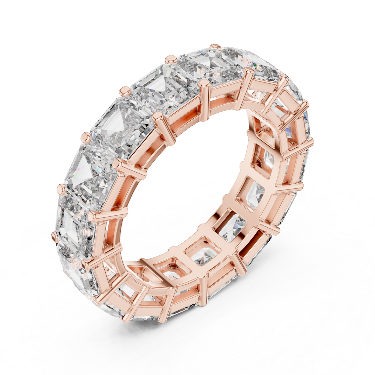 Asscher Cut Lab Grown Diamond Ring in Rose Gold
