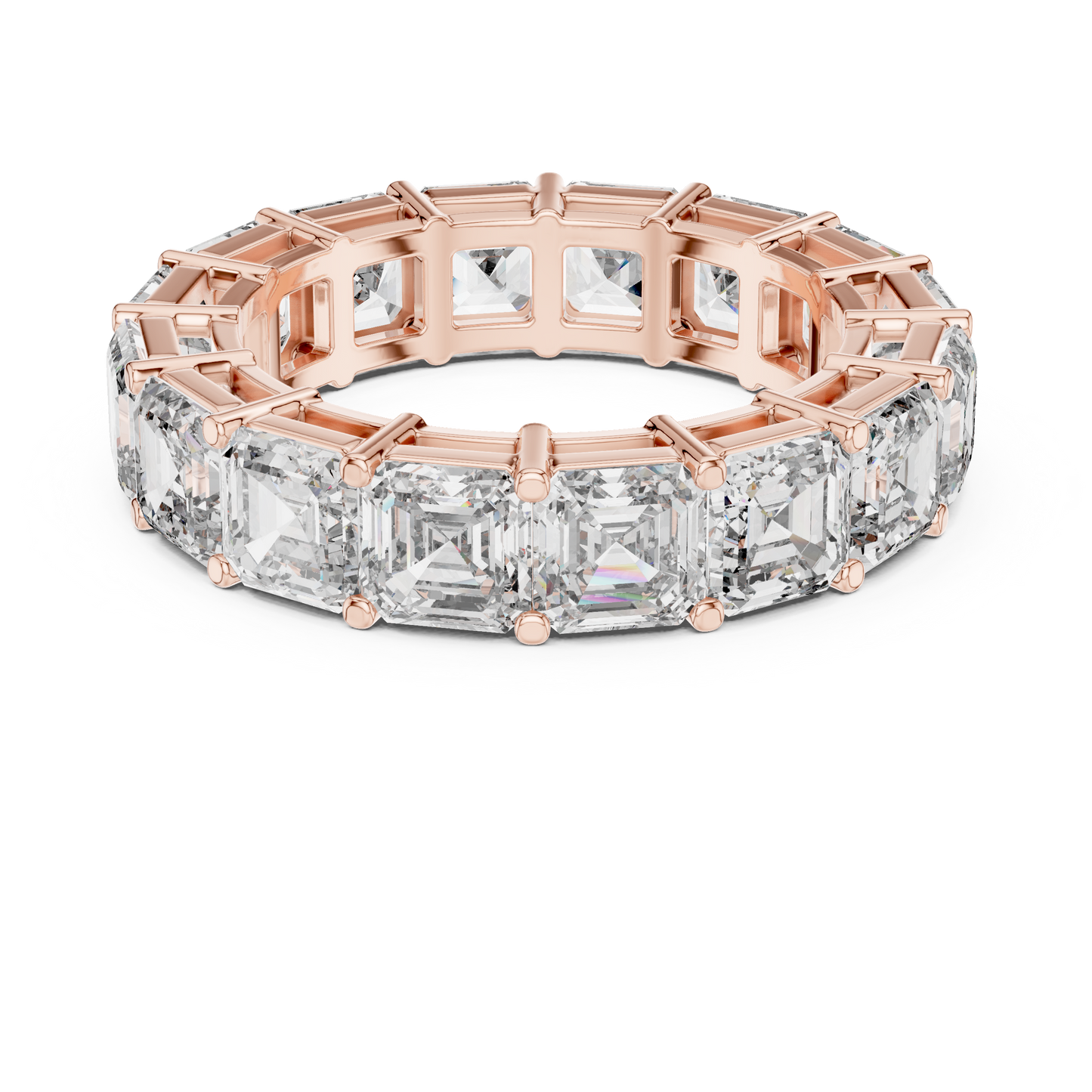 Asscher Cut Lab Grown Diamond Ring in Rose Gold