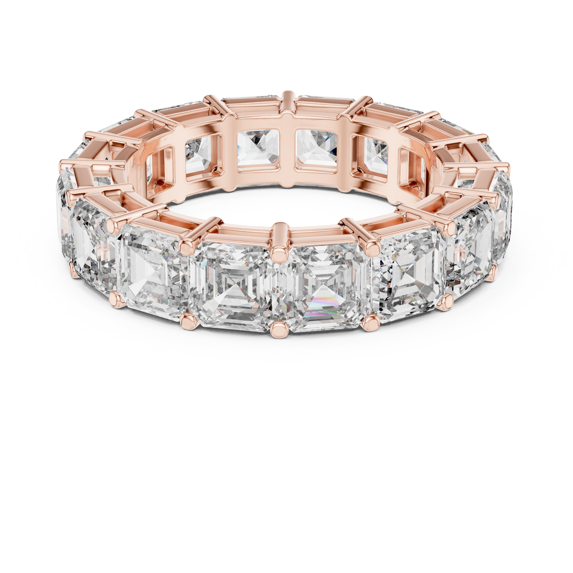 Asscher Cut Lab Grown Diamond Ring in Rose Gold