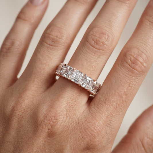 Asscher Cut Lab Grown Diamond Ring in Rose Gold