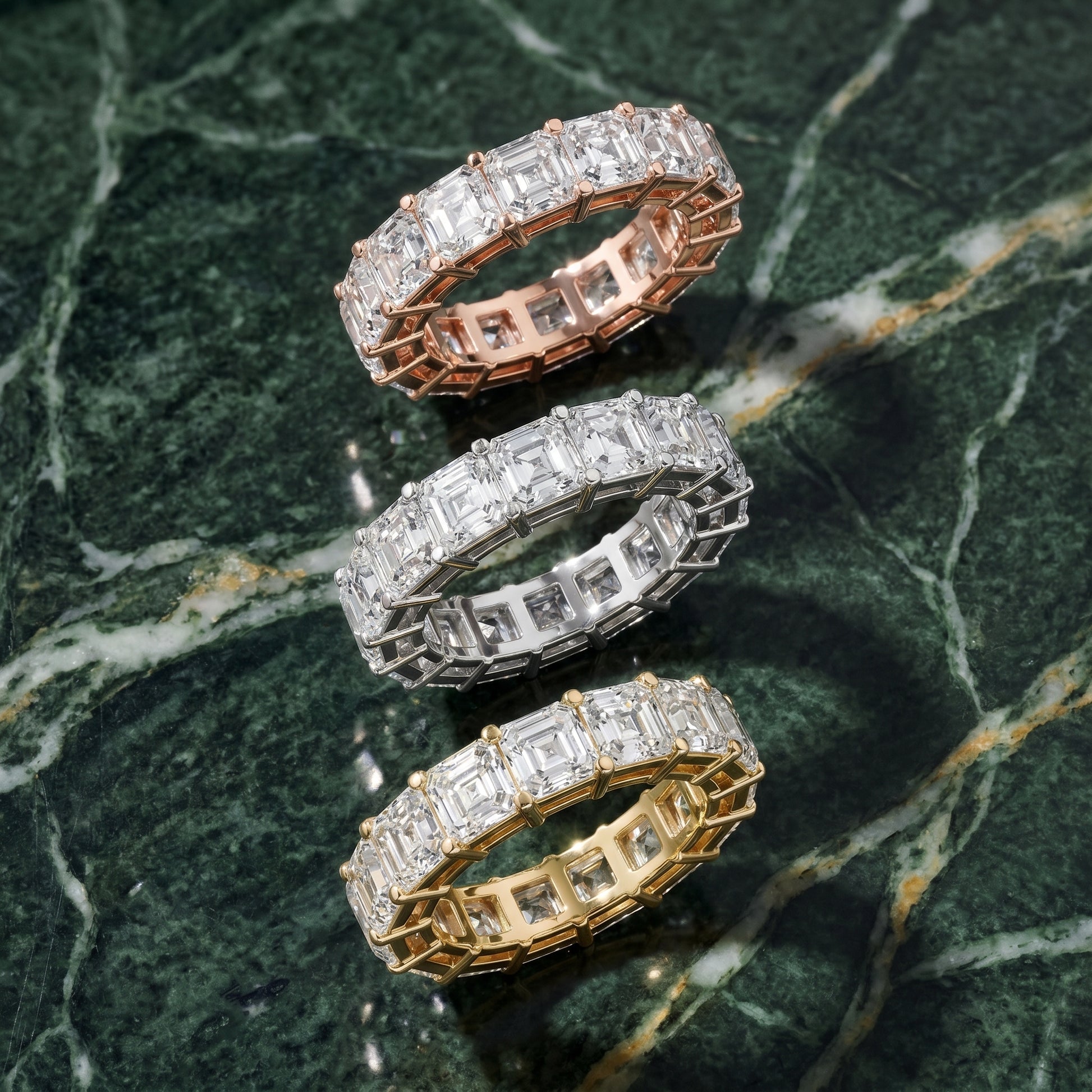 Asscher Cut Lab Grown Diamond Ring in Silver