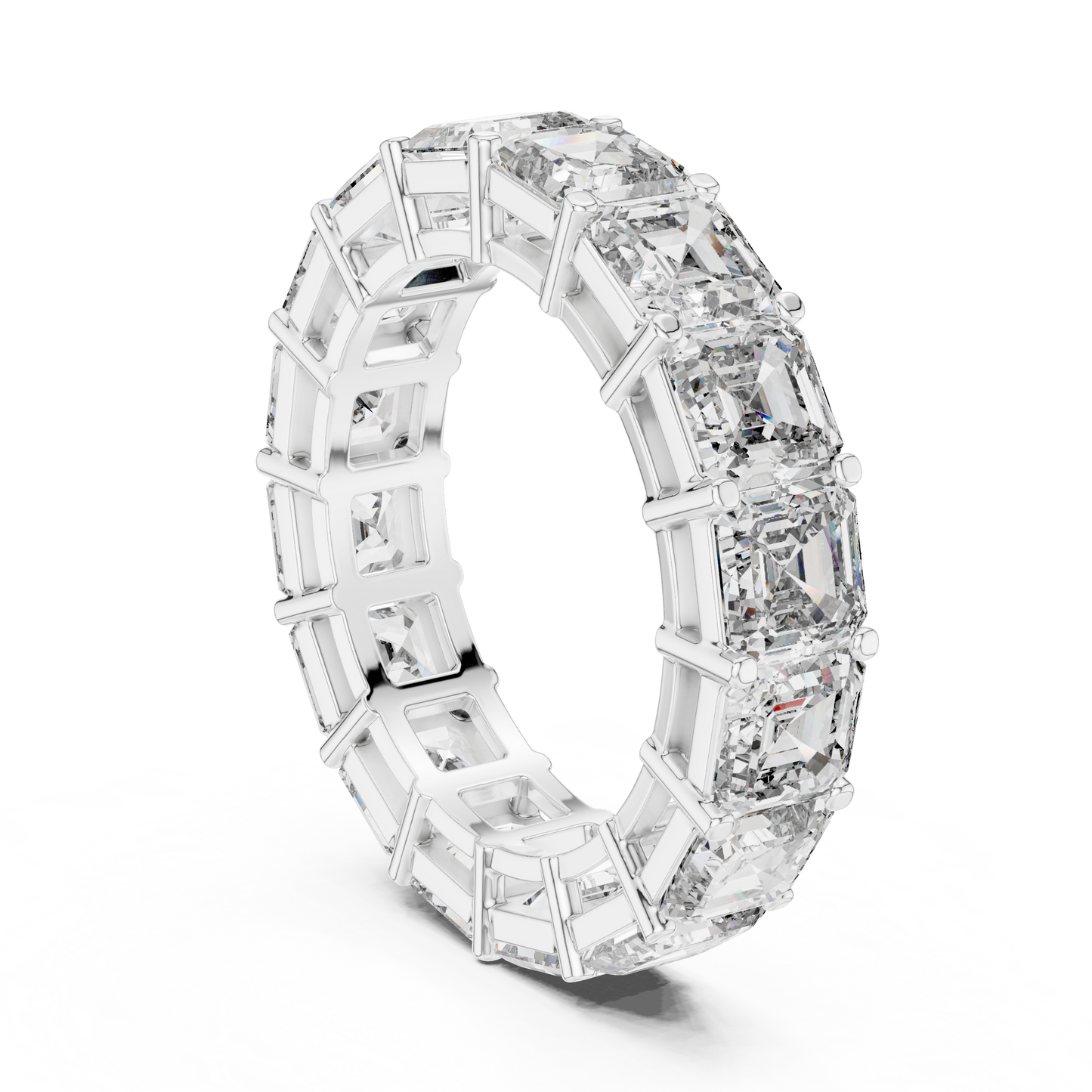 Asscher Cut Lab Grown Diamond Ring in White Gold