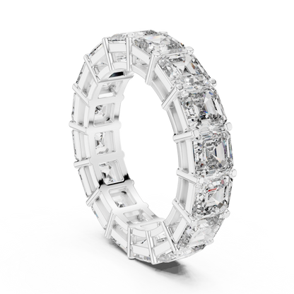 Asscher Cut Lab Grown Diamond Ring in White Gold