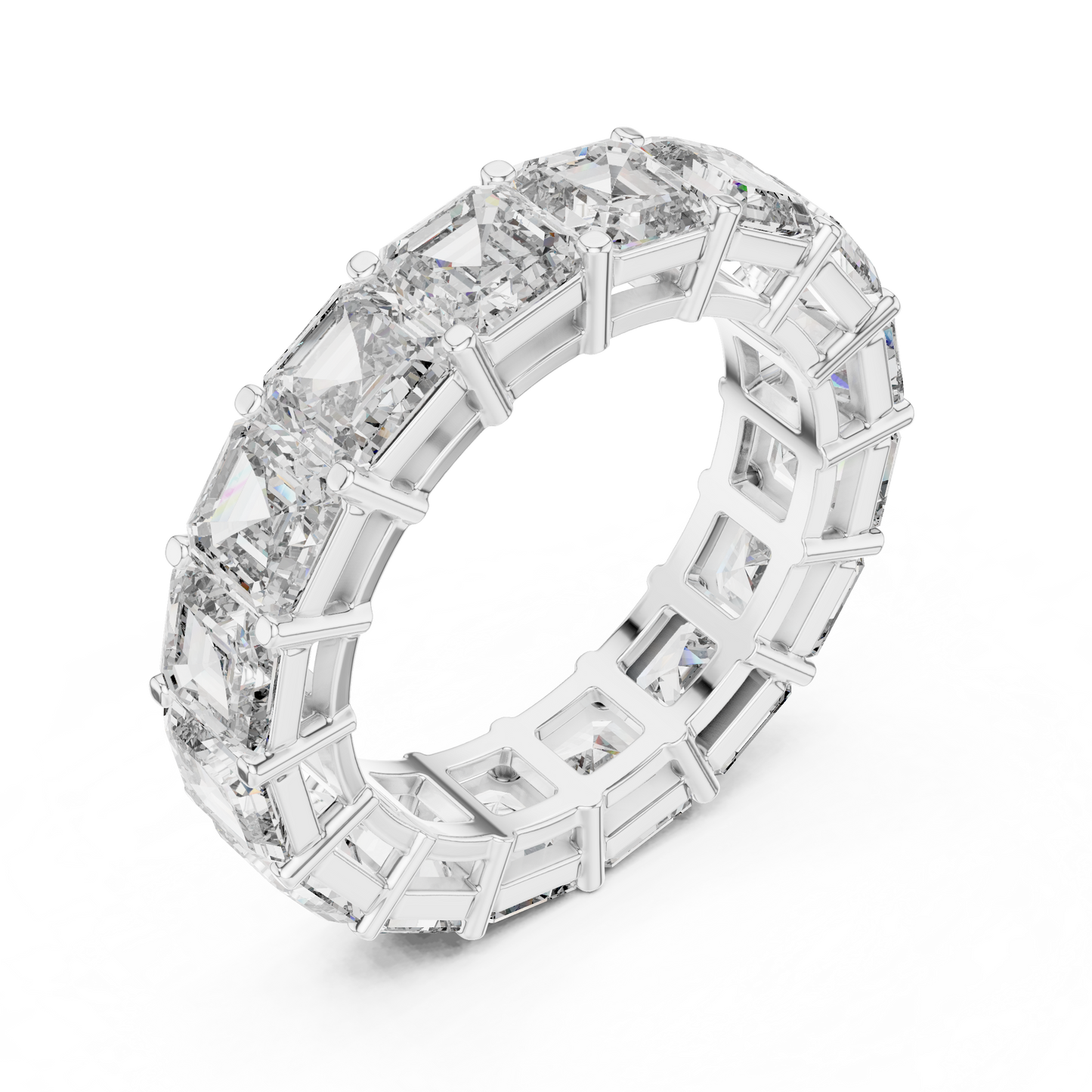 Asscher Cut Lab Grown Diamond Ring in White Gold