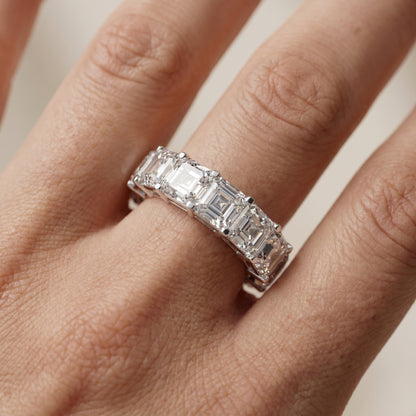 Asscher Cut Lab Grown Diamond Ring in White Gold