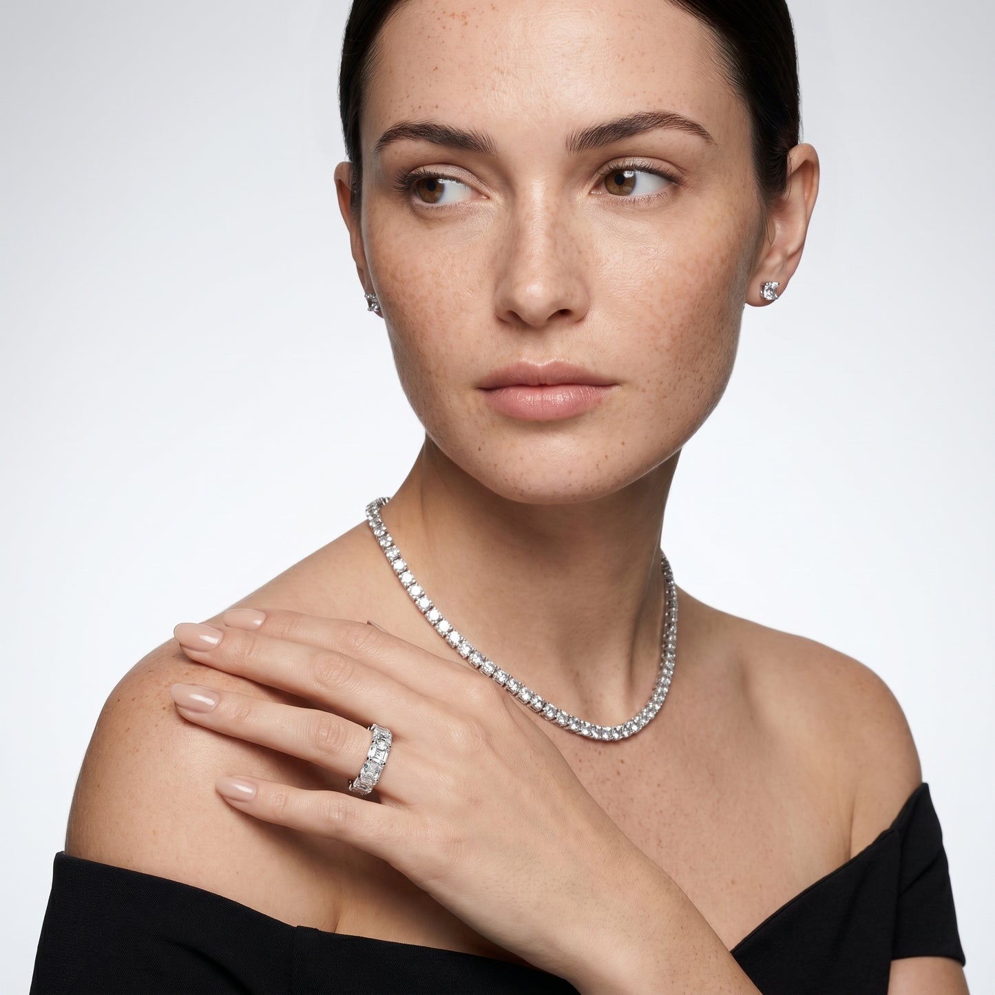 Asscher Cut Lab Grown Diamond Ring in Silver