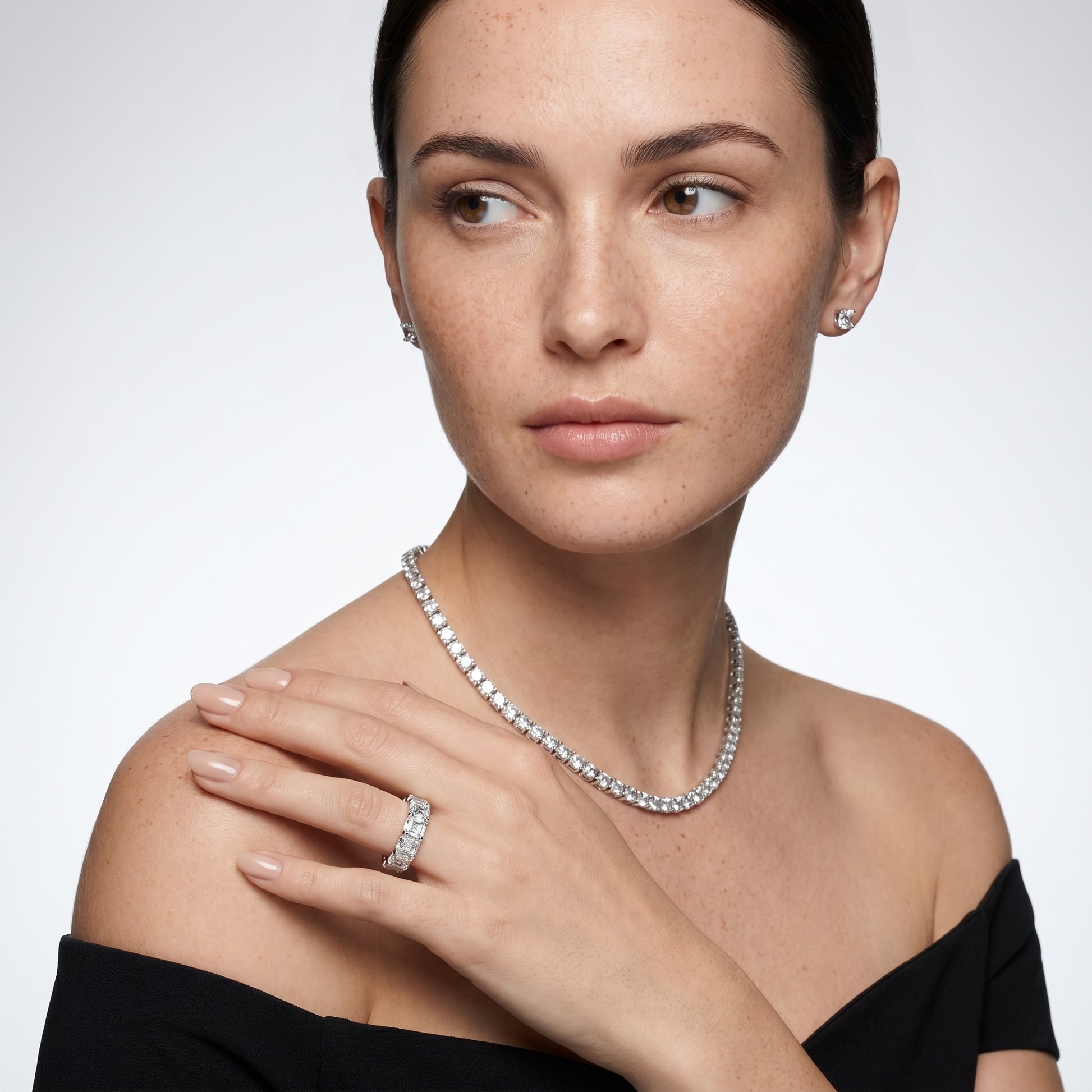 Asscher Cut Lab Grown Diamond Ring in Silver