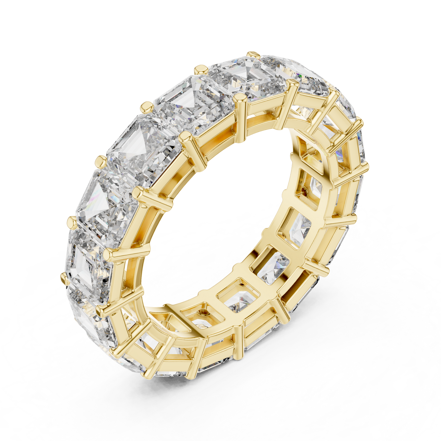Asscher Cut Lab Grown Diamond Ring in Yellow Gold