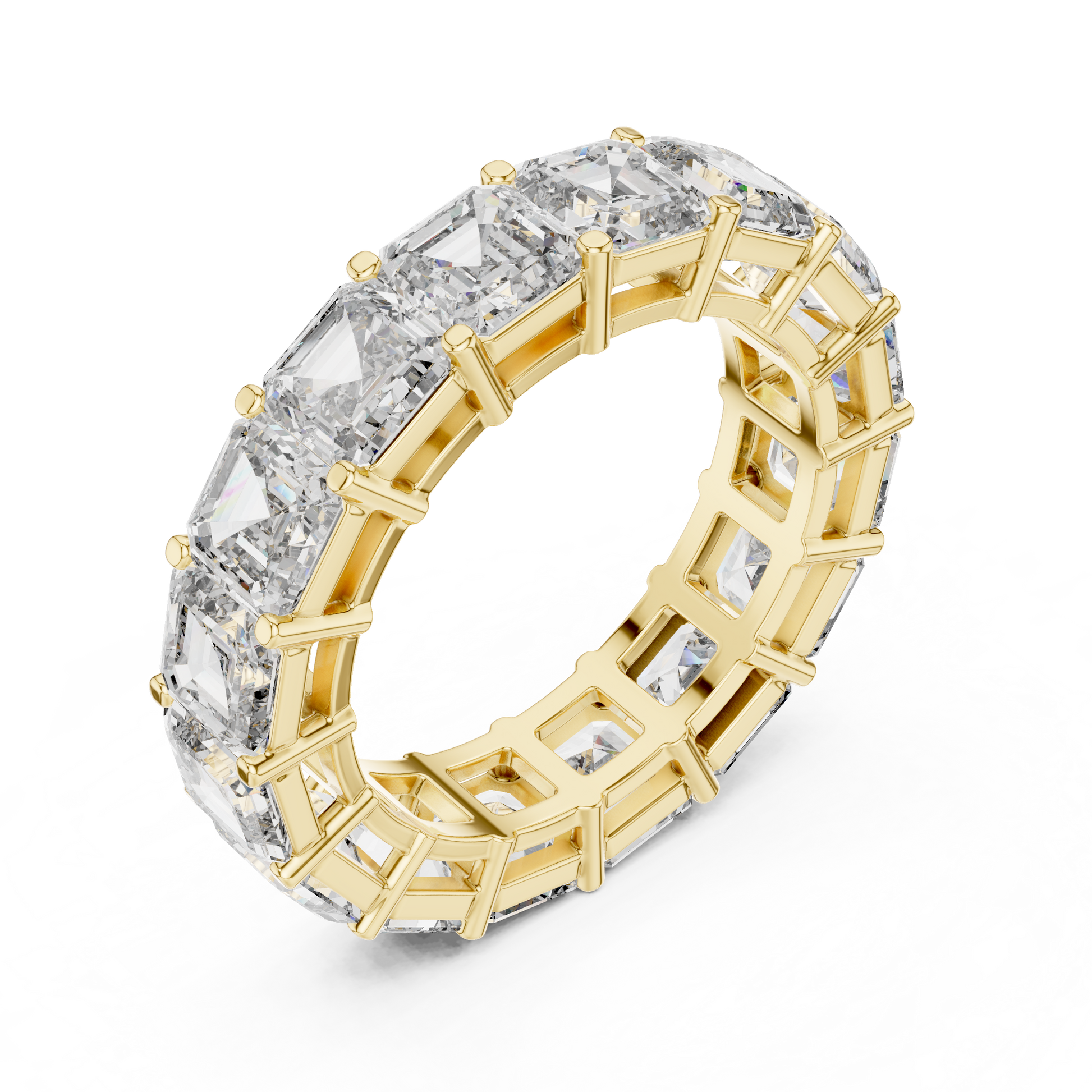 Asscher Cut Lab Grown Diamond Ring in Yellow Gold