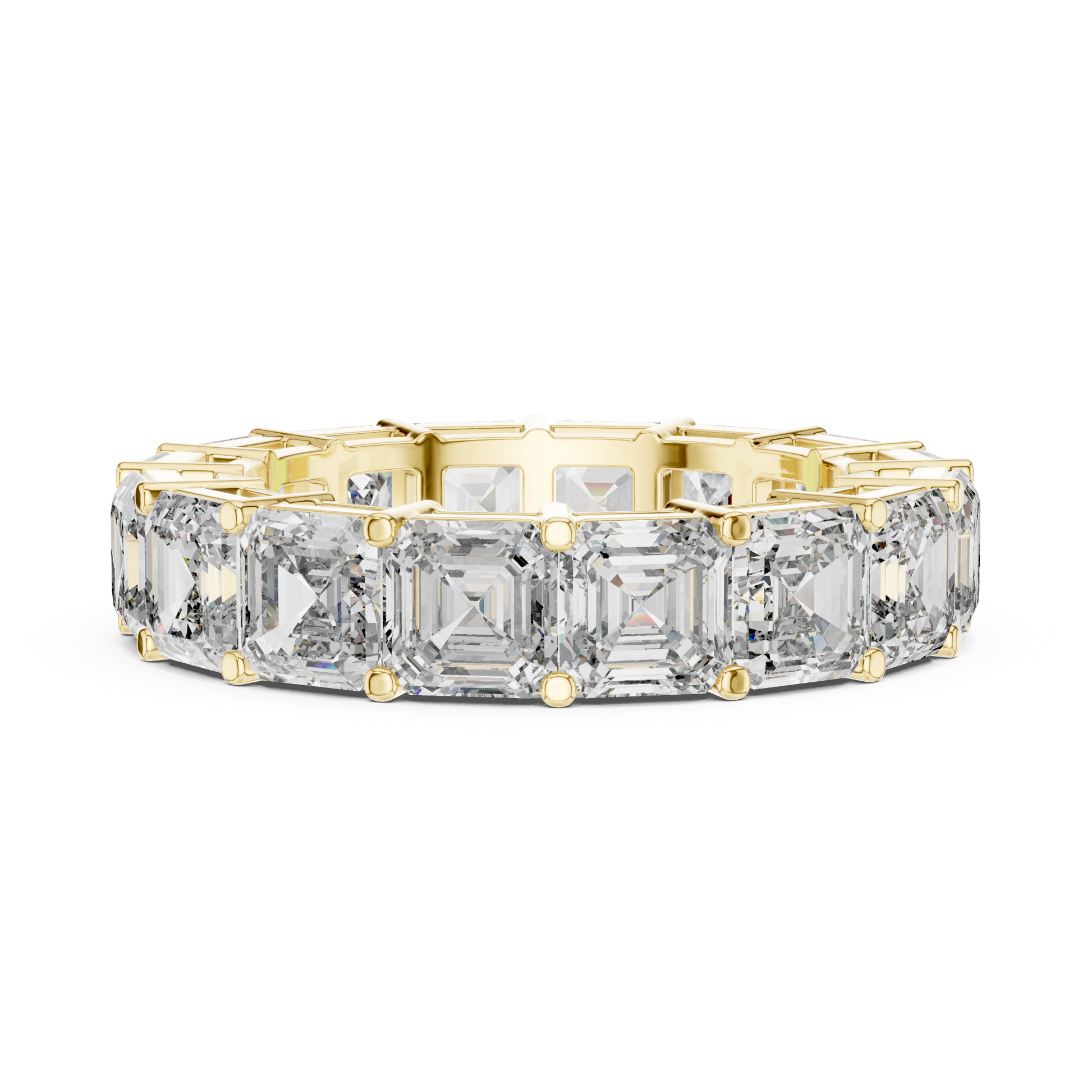 Asscher Cut Lab Grown Diamond Ring in Yellow Gold
