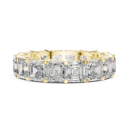 Asscher Cut Lab Grown Diamond Ring in Yellow Gold