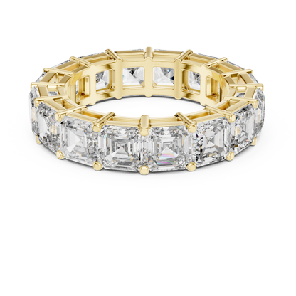 Asscher Cut Lab Grown Diamond Ring in Yellow Gold