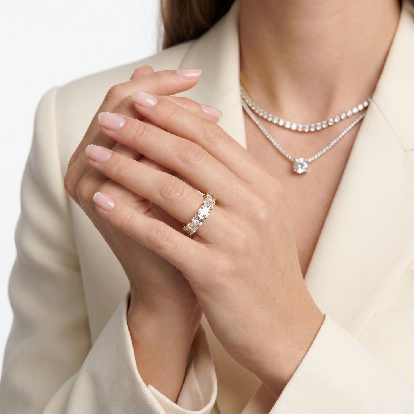Asscher Cut Lab Grown Diamond Ring in Yellow Gold