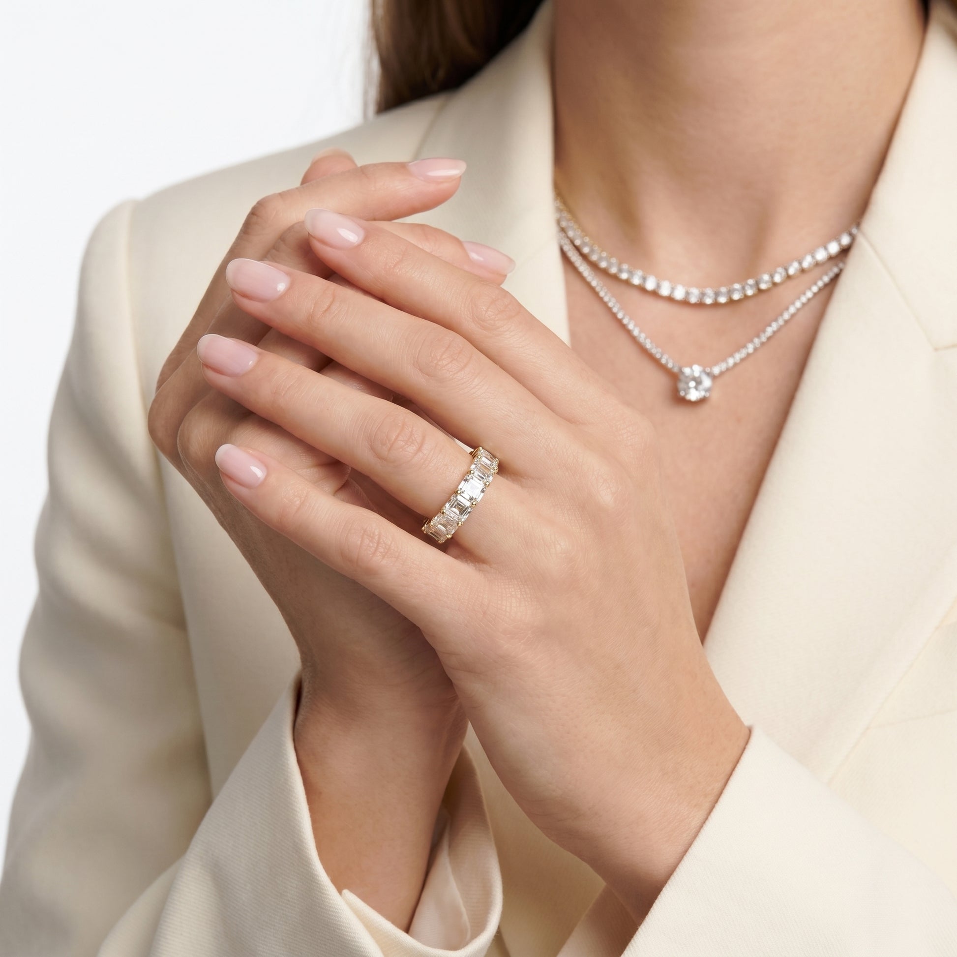 Asscher Cut Lab Grown Diamond Ring in Yellow Gold