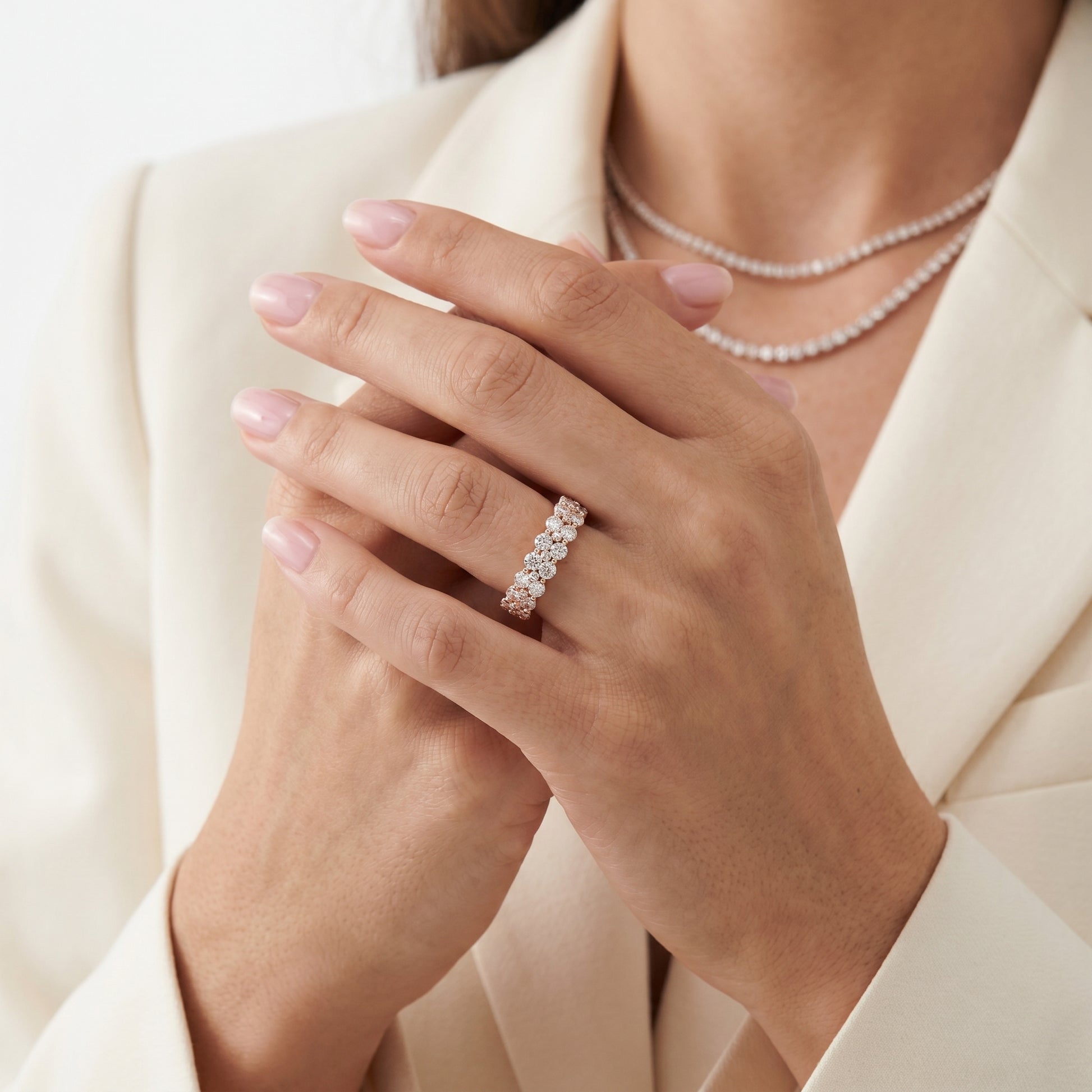 Round Cut Lab Grown Diamond Ring in Rose Gold