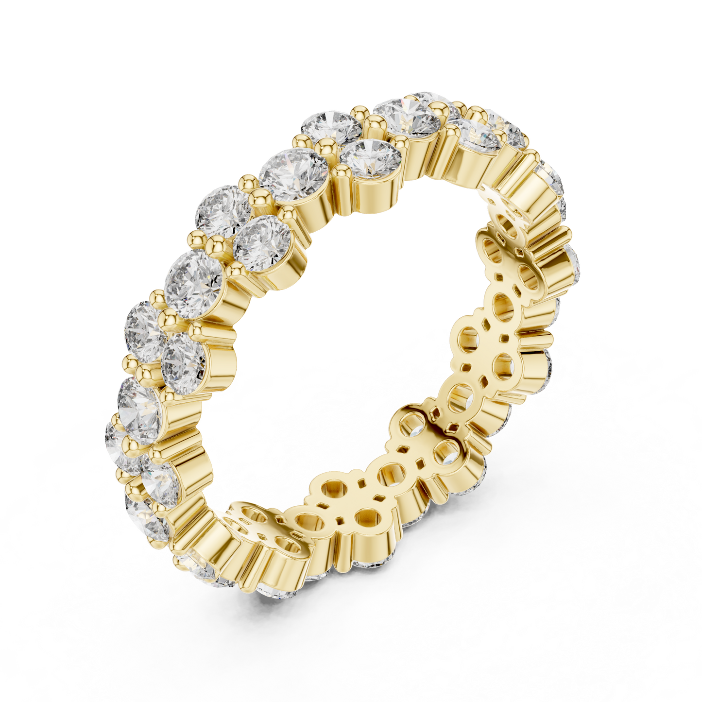 Round Cut Lab Grown Diamond Ring in Yellow Gold