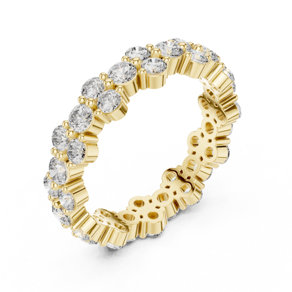 Round Cut Lab Grown Diamond Ring in Yellow Gold