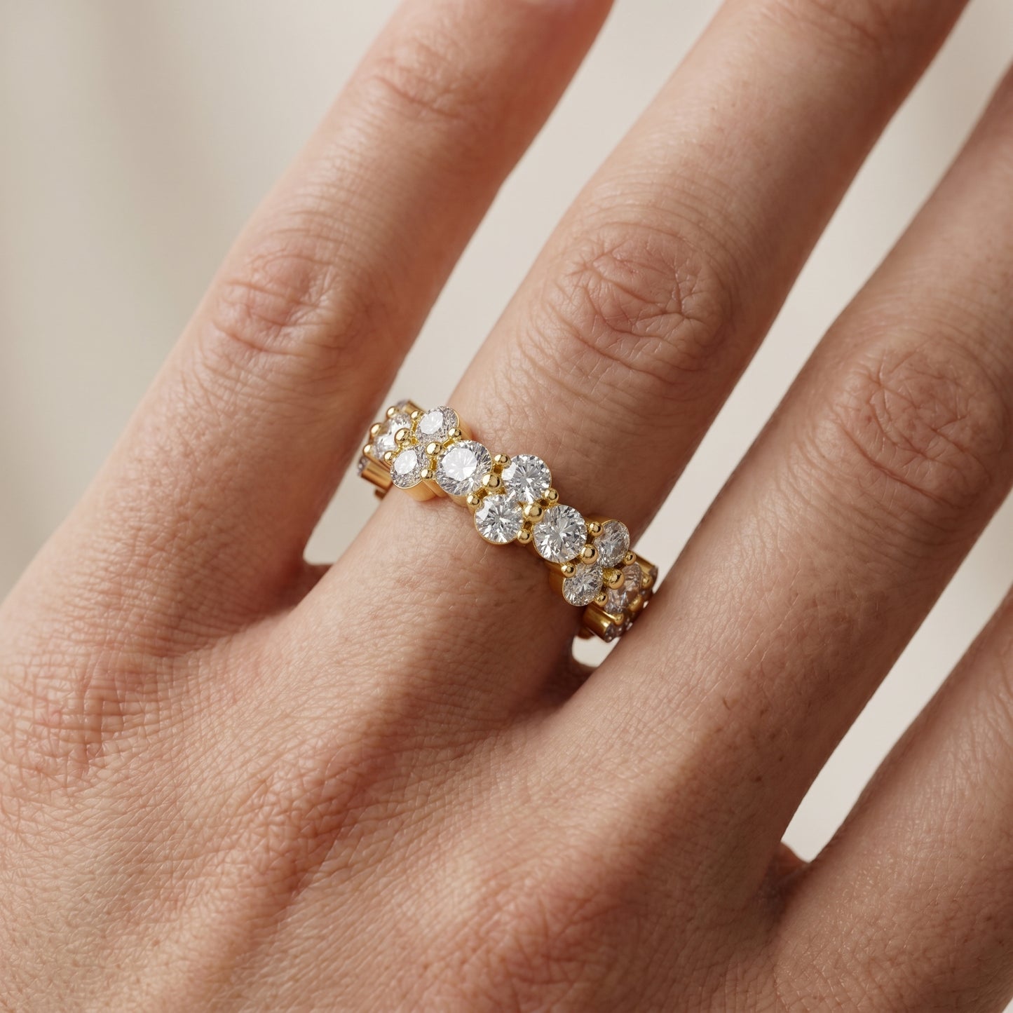 Round Cut Lab Grown Diamond Ring in Yellow Gold