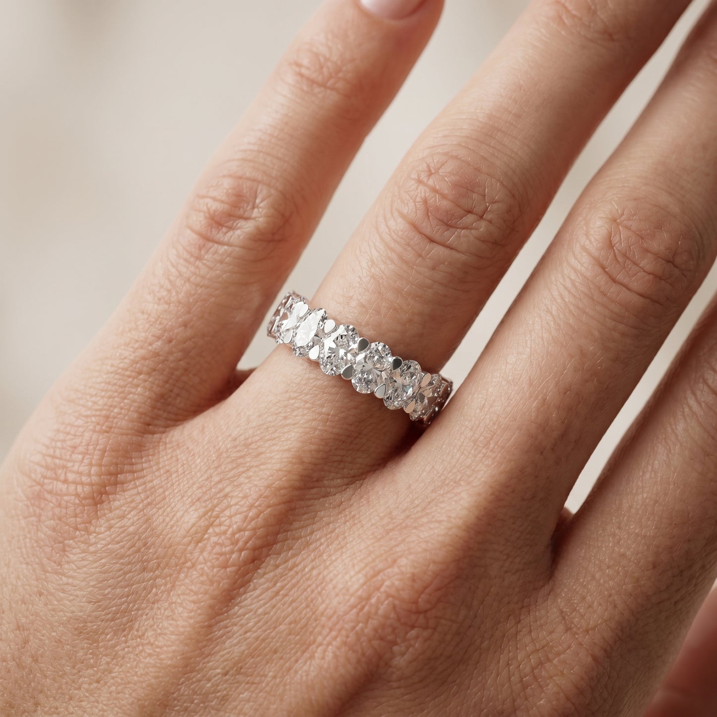 Oval Cut Lab Grown Diamond Ring in White Gold