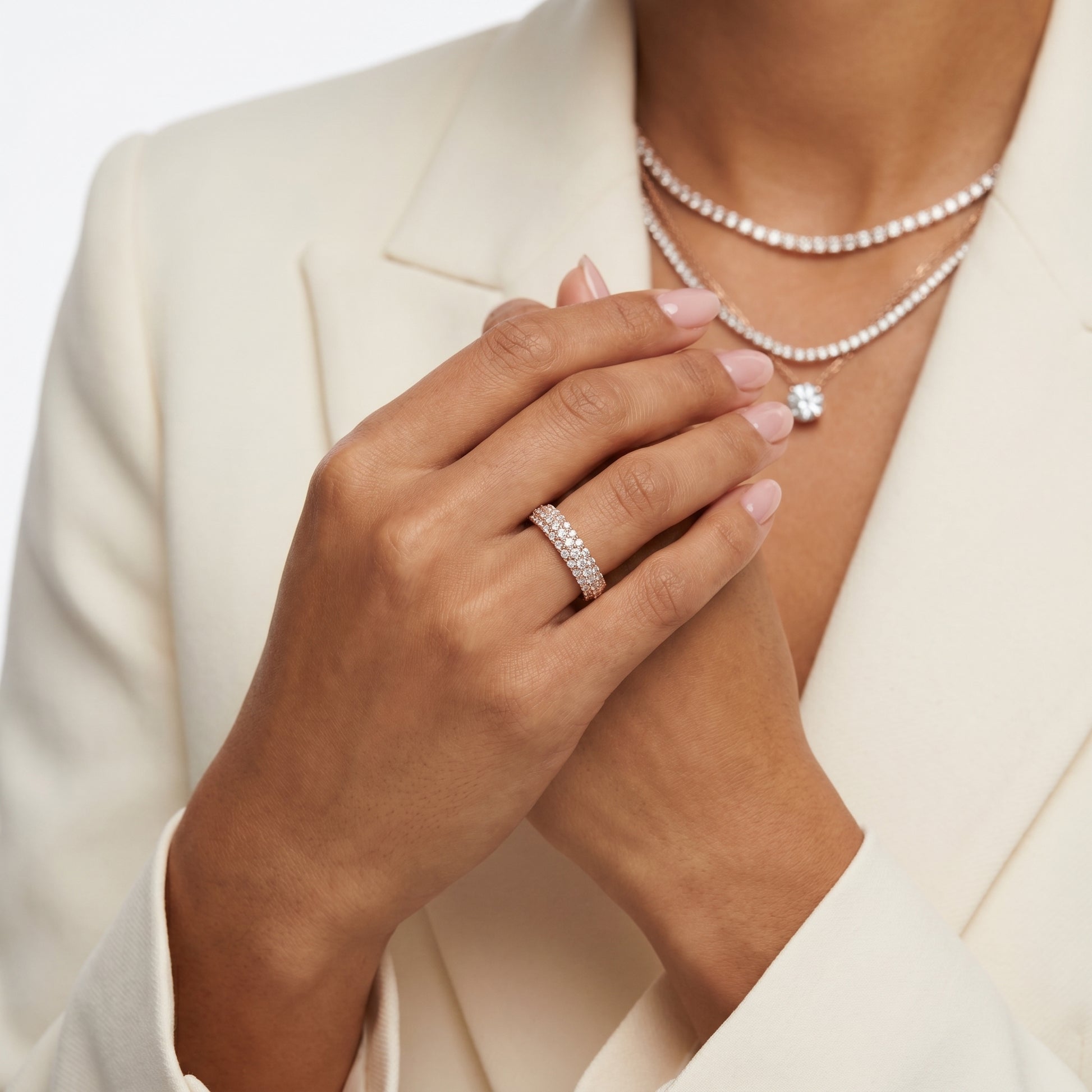 Round Cut Lab Grown Diamond Ring in Rose Gold