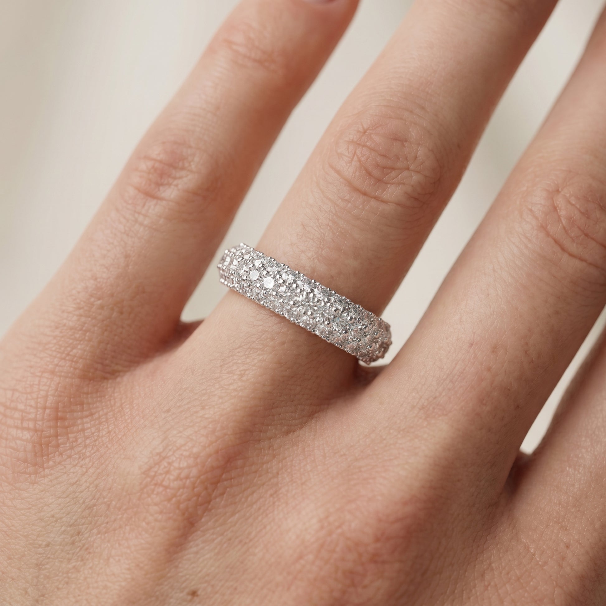 Round Cut Lab Grown Diamond Ring in White Gold