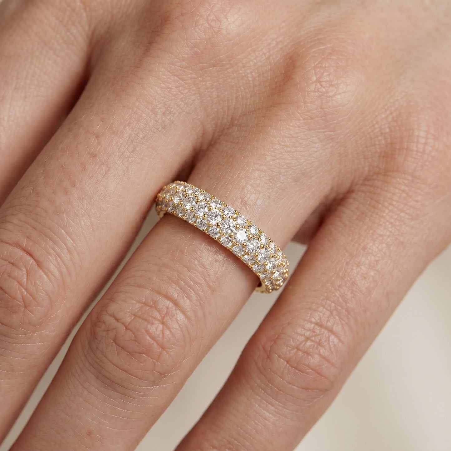 Round Cut Lab Grown Diamond Ring in Yellow Gold